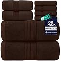 DAN RIVER 8 Piece Luxury Bath Towels for Bathroom, Towel Set, Brown