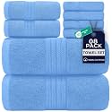 DAN RIVER 8 Piece Luxury Bath Towels for Bathroom, Towel Set, Medium Blue