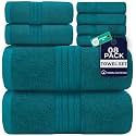 DAN RIVER 8 Piece Luxury Bath Towels for Bathroom, Towel Set, Teal
