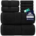 DAN RIVER 8 Piece Luxury Bath Towels for Bathroom, Towel Set, Black