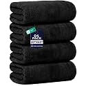 DAN RIVER Extra Large Bath Towels Set of 4, 30 x 60 Inches, Black