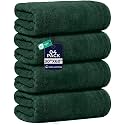 DAN RIVER Extra Large Bath Towels Set of 4, 30 x 60 Inches, Hunter Green