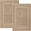 DAN RIVER 2 Piece Cotton Bath Mats, 21 x 34 Inches, Not a Bathroom Rug, Tan