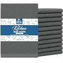 DAN RIVER Kitchen Bar Mops,Pack of 12,16 by 19 Inches,100% Cotton Super Absorbent,Multi-Purpose Cleaning Towels for Home and Kitchen Bars-Grey