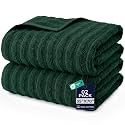 DAN RIVER Ribbed Extra Large Bath Sheets Pack of 2, 35 x 70 Inches, H-Green