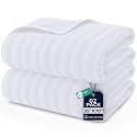 DAN RIVER Ribbed Extra Large Bath Sheets Pack of 2, 35 x 70 Inches, White