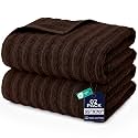 DAN RIVER Ribbed Extra Large Bath Sheets Pack of 2, 35 x 70 Inches, Brown
