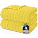 DAN RIVER Ribbed Extra Large Bath Sheets Pack of 2, 35 x 70 Inches, Yellow