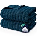 DAN RIVER Ribbed Extra Large Bath Sheets Pack of 2, 35 x 70 Inches