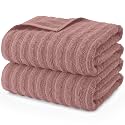 DAN RIVER Ribbed Extra Large Bath Sheets Pack of 2, 35 x 70 Inches, Dusty