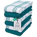 DAN RIVER Teal Kitchen Towels, 6 Pack, 16x26 Inches Absorbent Dish Towels