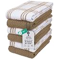 DAN RIVER Tan Kitchen Towels, 6 Pack, 16x26 Inches Absorbent Dish Towels
