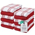 DAN RIVER Red Kitchen Towels, 12 Pack, 16x26 Inches Absorbent Dish Towels