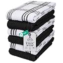 DAN RIVER Black Kitchen Towels, 6 Pack, 16x26 Inches Absorbent Dish Towels