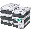 DAN RIVER Gray Kitchen Towels, 12 Pack, 16x26 Inches Absorbent Dish Towels