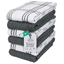 DAN RIVER Gray Kitchen Towels, 6 Pack, 16x26 Inches Absorbent Dish Towels