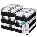 DAN RIVER Black Kitchen Towels,12 Pack,16x26 Inches Absorbent Dish Towels