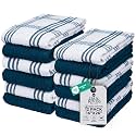 DAN RIVER Blue Opal Kitchen Towels,12 Pack,16x26 Inc Absorbent Dish Towels