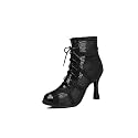 Dance Practice Shoes for Women Mesh Ballroom Sandals Heels Party Prom Ankle Booties with Zip