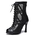Dance Practice Shoes for Women Mesh Ballroom Sandals Heels Party Prom Ankle Booties with Zip