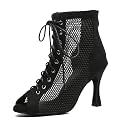 Dance Practice Shoes for Women Mesh Ballroom Sandals Heels Party Prom Ankle Booties with Zip