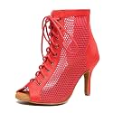 Dance Practice Shoes for Women Mesh Ballroom Sandals Heels Party Prom Ankle Booties with Zip