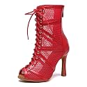 Dance Practice Shoes for Women Mesh Ballroom Sandals Heels Party Prom Ankle Booties with Zip