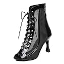 Dance Practice Shoes for Women Mesh Ballroom Sandals Heels Party Prom Ankle Booties with Zip