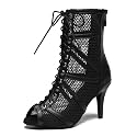 Dance Practice Shoes for Women Mesh Ballroom Sandals Heels Party Prom Ankle Booties with Zip