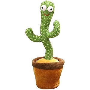 dancing cactus talking plush toy with singing amp recording function - repeat what you say - pack of 1 rechargeable cable included