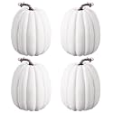 Dandat 4 Pcs 8.7 Inch White Artificial Pumpkin Fall Craft for Decorating