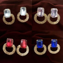 DANGAR ENTERPRISE Elegant Gemstone Circle Stud Earrings Set Crystal Alloy Stud Earring