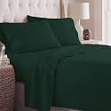 Danjor Linens Bed Sheet Set Twin XL for College Dorm Room, Back to School Items, Sheets with 2 Pillowcases, Lightweight Brushed Microfiber Deep Pockets, 4 Piece Bedding Sets, Forest Green