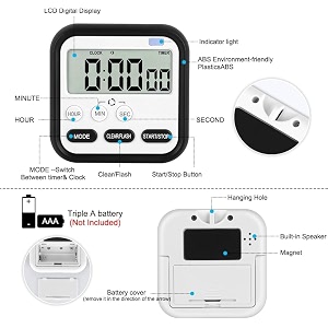 digital kitchen timer amp stopwatch large digits loud alarm kitchen timer magnetic countdown digital timer for teacher kids and elderly for classroom home work fitness cooking black