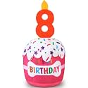 Dansydaisy Dog Birthday Cake Toy Squeaky Plush Gift,8th,Pink