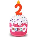 Dansydaisy Dog Birthday Cake Toy Squeaky Plush Gift,2nd,Pink