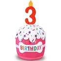 Dansydaisy Dog Birthday Cake Toy Squeaky Plush Gift,3rd,Pink