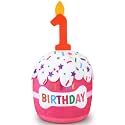 Dansydaisy Dog Birthday Cake Toy Squeaky Plush Gift,1st,Pink