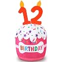 Dansydaisy Dog Birthday Cake Toy Squeaky Plush Gift,12th,Pink