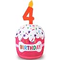 Dansydaisy Dog Birthday Cake Toy Squeaky Plush Gift,4th,Pink