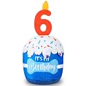 Dansydaisy Dog Birthday Cake Toy Squeaky Plush Gift,6th,Blue