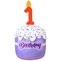 Dansydaisy Dog Birthday Cake Toy Squeaky Plush Gift,1st,Purple