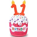 Dansydaisy Dog Birthday Cake Toy Squeaky Plush Gift,11th,Pink