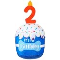 Dansydaisy Dog Birthday Cake Toy Squeaky Plush Gift,2nd,Blue
