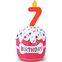Dansydaisy Dog Birthday Cake Toy Squeaky Plush Gift,7th,Pink