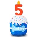 Dansydaisy Dog Birthday Cake Toy Squeaky Plush Gift,5th,Blue