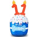 Dansydaisy Dog Birthday Cake Toy Squeaky Plush Gift,11th,Blue