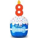 Dansydaisy Dog Birthday Cake Toy Squeaky Plush Gift,8th,Blue