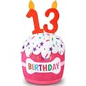 Dansydaisy Dog Birthday Cake Toy Squeaky Plush Gift,13th,Pink