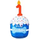 Dansydaisy Dog Birthday Cake Toy Squeaky Plush Gift,1st,Blue